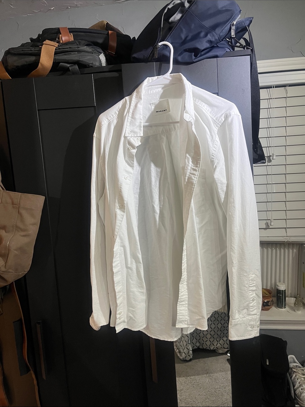 Men's White Casual Button-Up Shirt Jacket - isabel marant